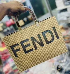 Fendi Tote Bag with Acrylic Handle (Mustard)