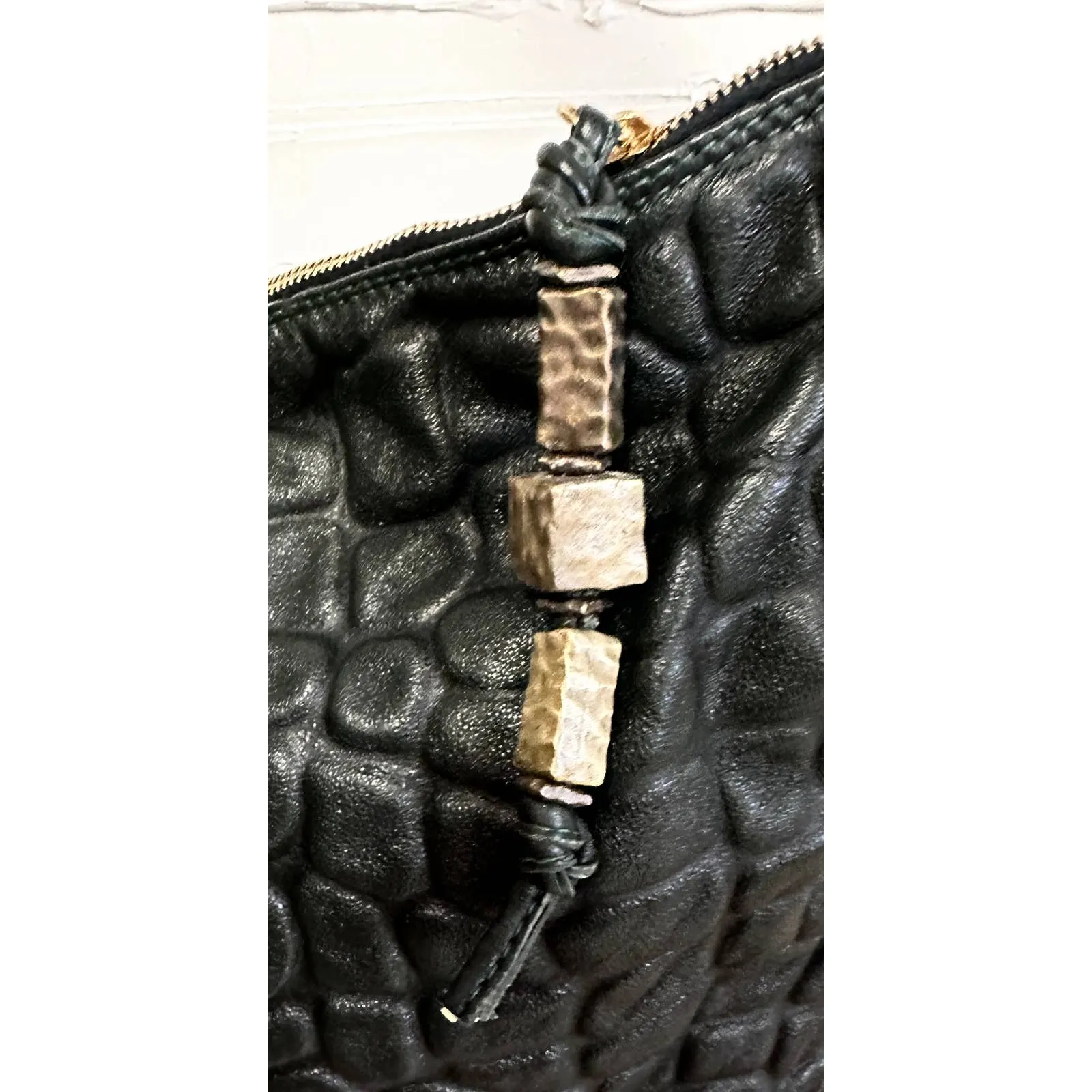 Fendi Vintage Leather Shoulder Bag OOAK Croc Textured Puffed Napa Leather 1990 NWT