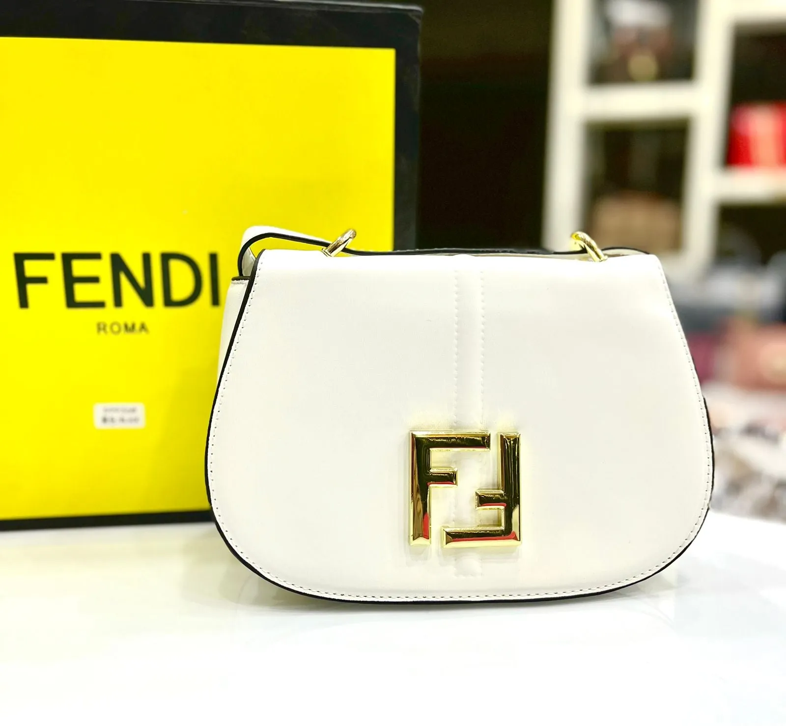 Fendi Women's Crossbody Bag with Long Belt (White)