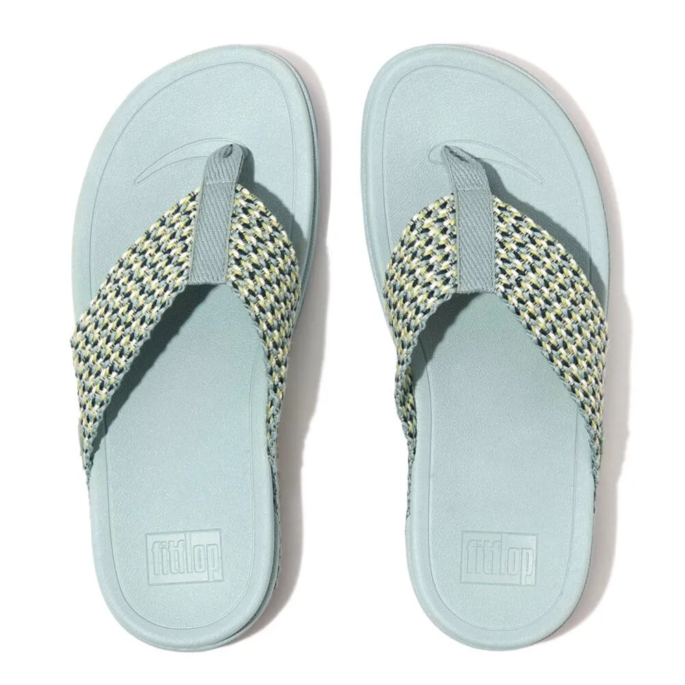 FitFlop Surfa Multi-Tone Webbing Toe-Post Sandals - Mint Blue Multi