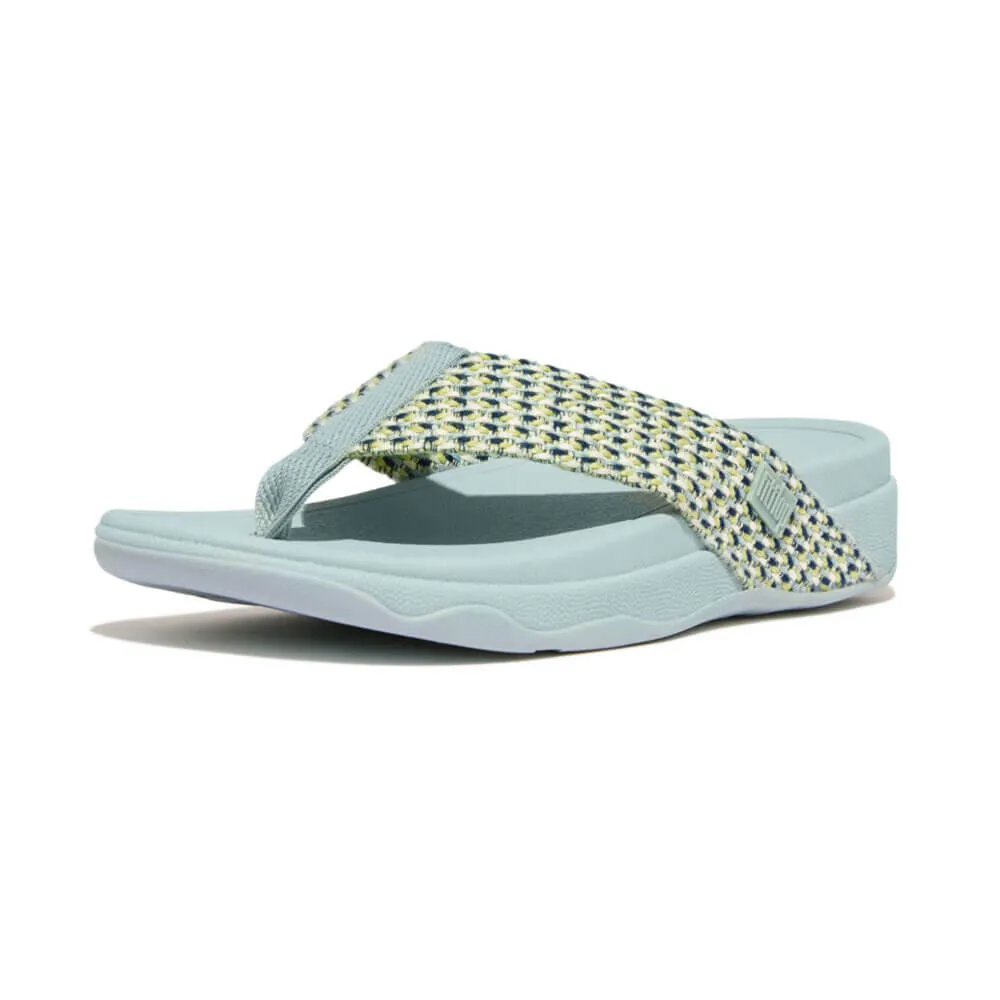 FitFlop Surfa Multi-Tone Webbing Toe-Post Sandals - Mint Blue Multi