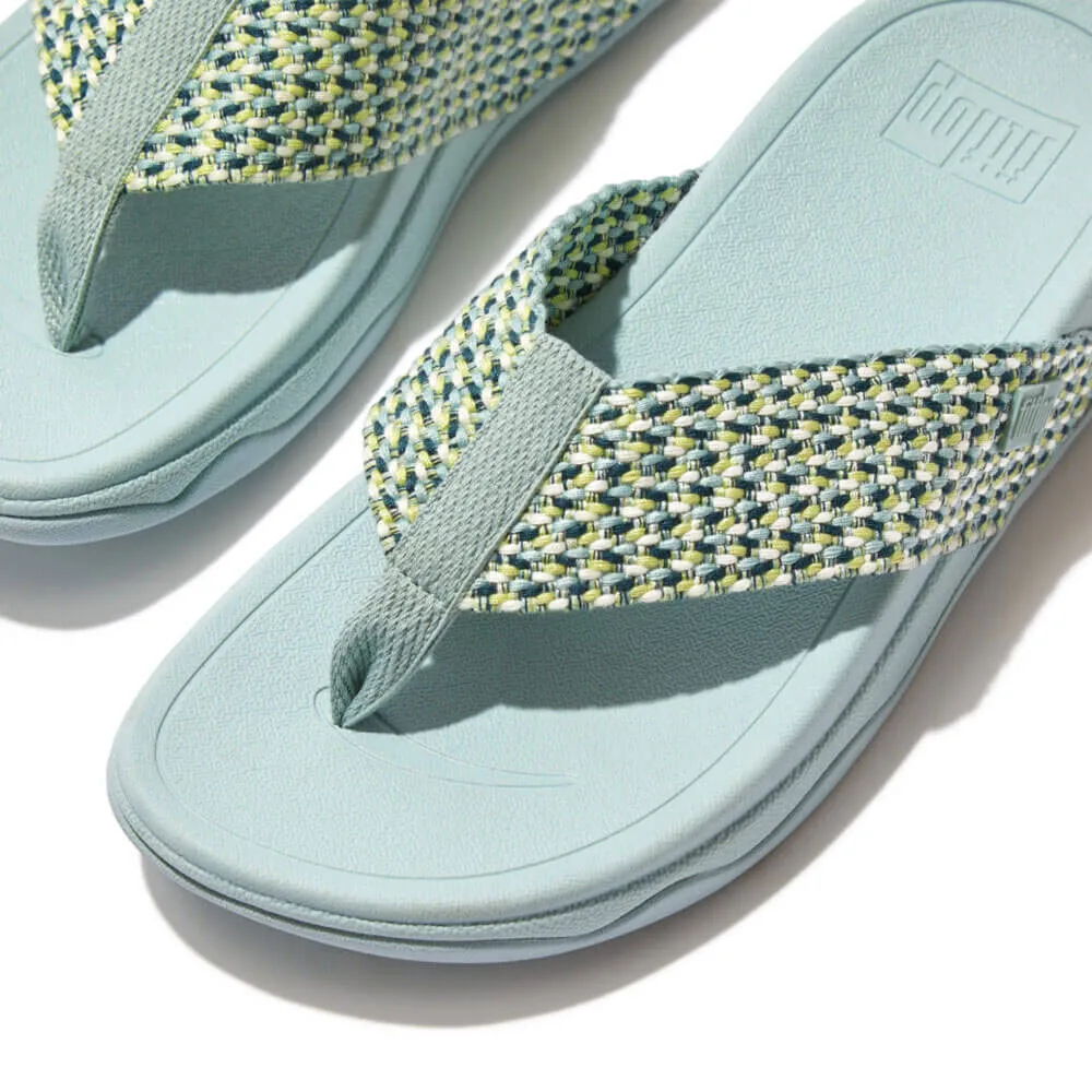 FitFlop Surfa Multi-Tone Webbing Toe-Post Sandals - Mint Blue Multi