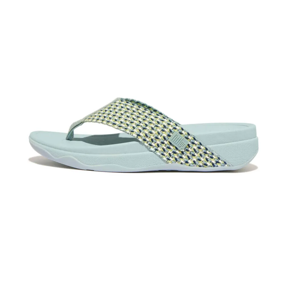 FitFlop Surfa Multi-Tone Webbing Toe-Post Sandals - Mint Blue Multi