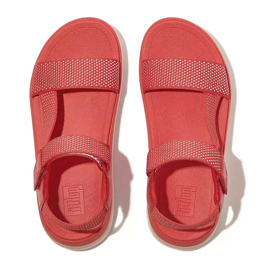 FitFlop Surff Two-Tone Webbing/Leather Back-Strap Sandals - Rosy Coral