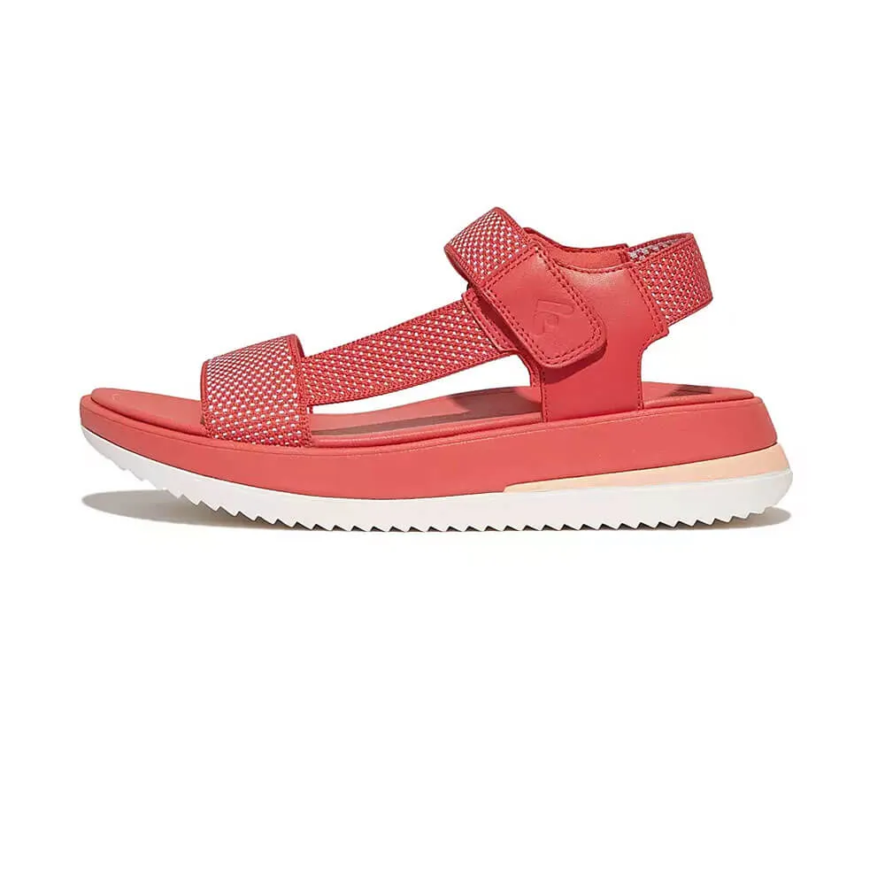 FitFlop Surff Two-Tone Webbing/Leather Back-Strap Sandals - Rosy Coral