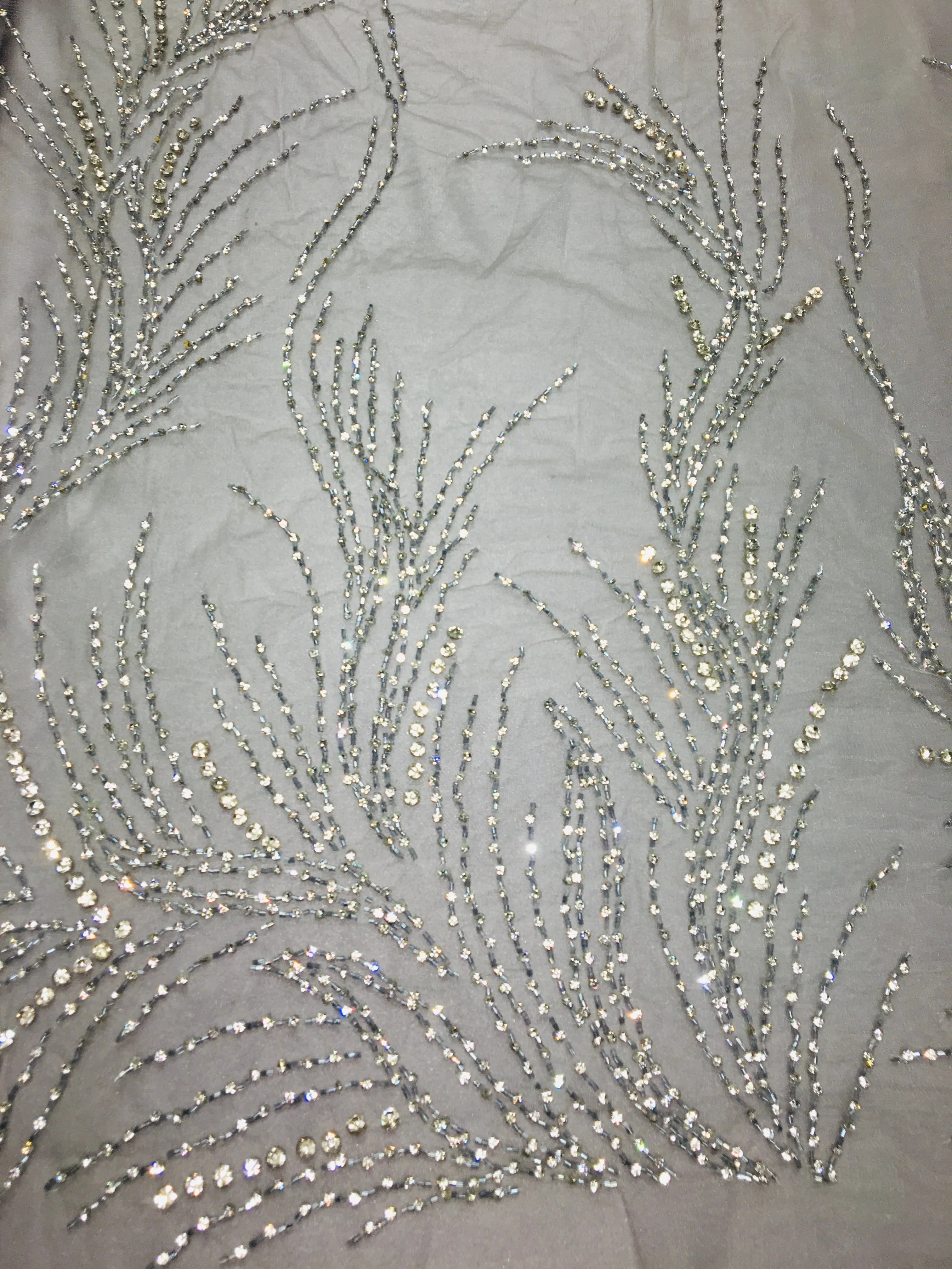 Hand Beaded Rhinestone Lace(Wave Design)