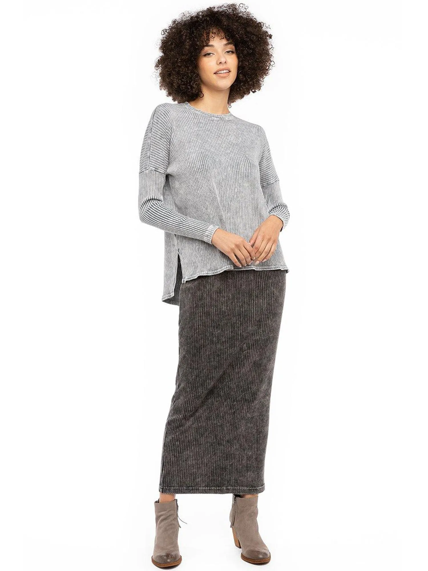 Hard Tail Long Sleeve High-Low Slouchy Tee (CMR-09)