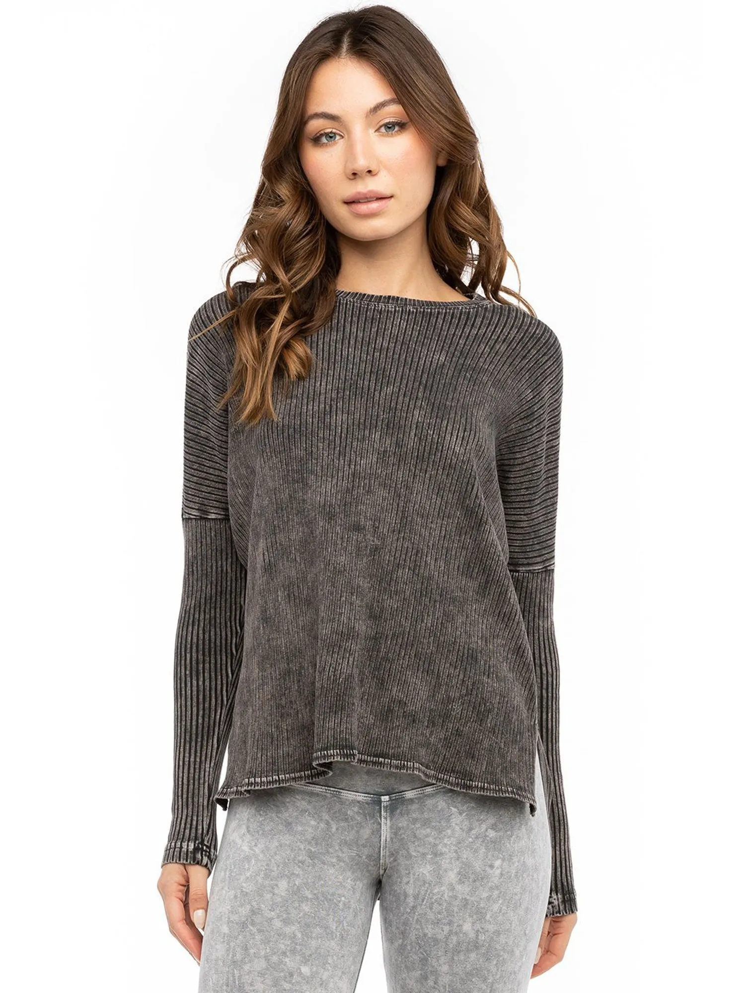 Hard Tail Long Sleeve High-Low Slouchy Tee (CMR-09)