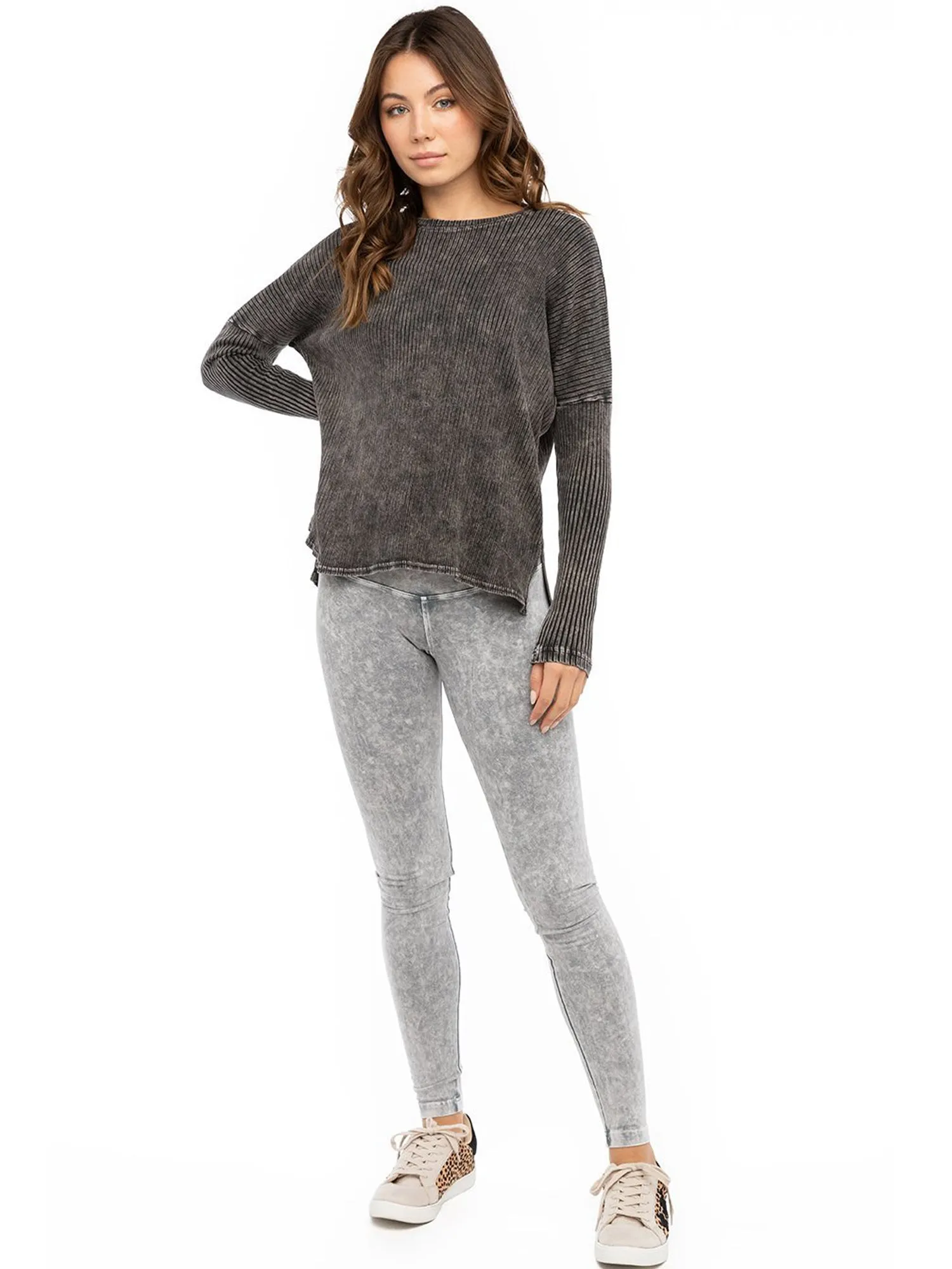 Hard Tail Long Sleeve High-Low Slouchy Tee (CMR-09)