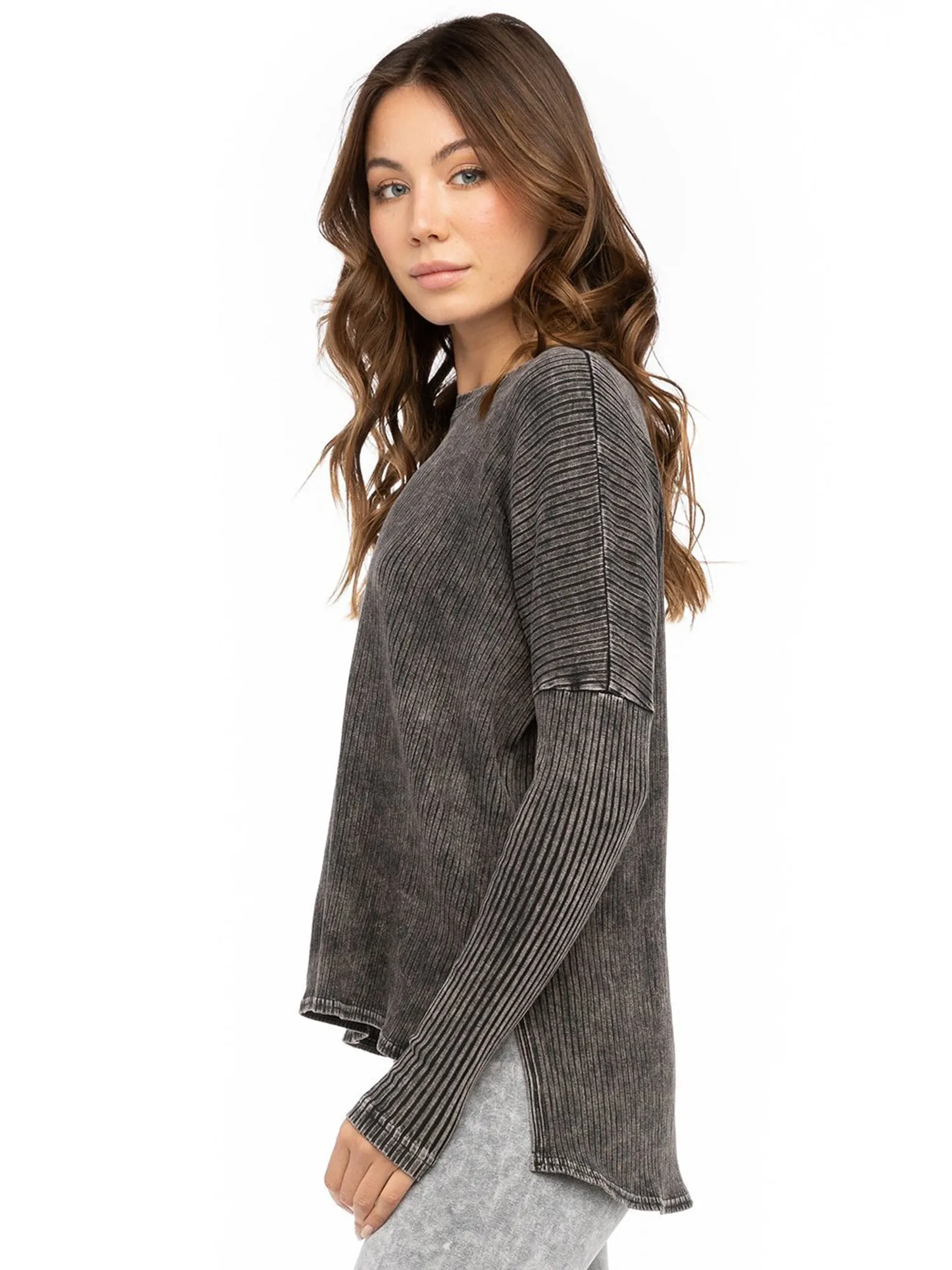 Hard Tail Long Sleeve High-Low Slouchy Tee (CMR-09)