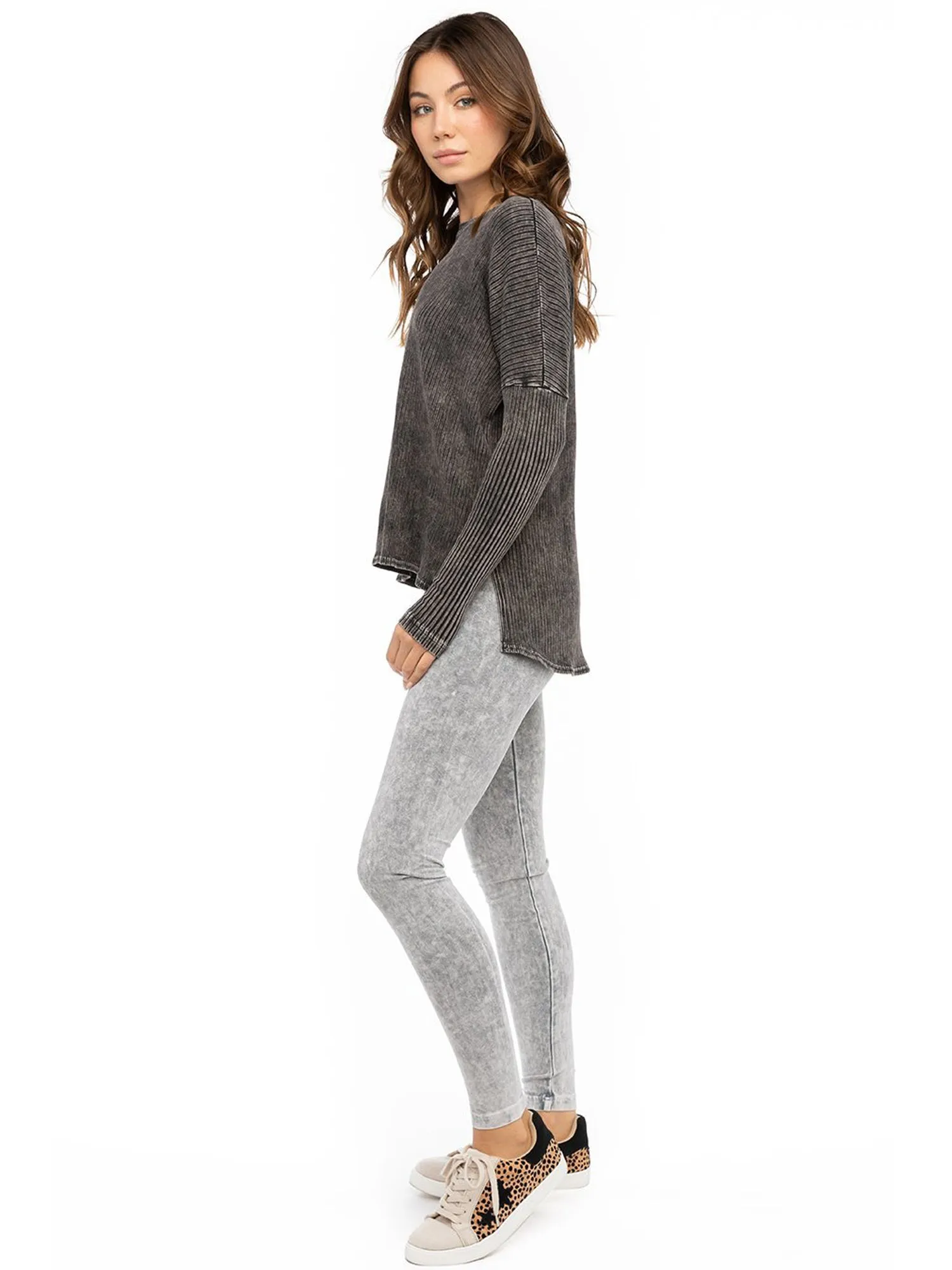 Hard Tail Long Sleeve High-Low Slouchy Tee (CMR-09)