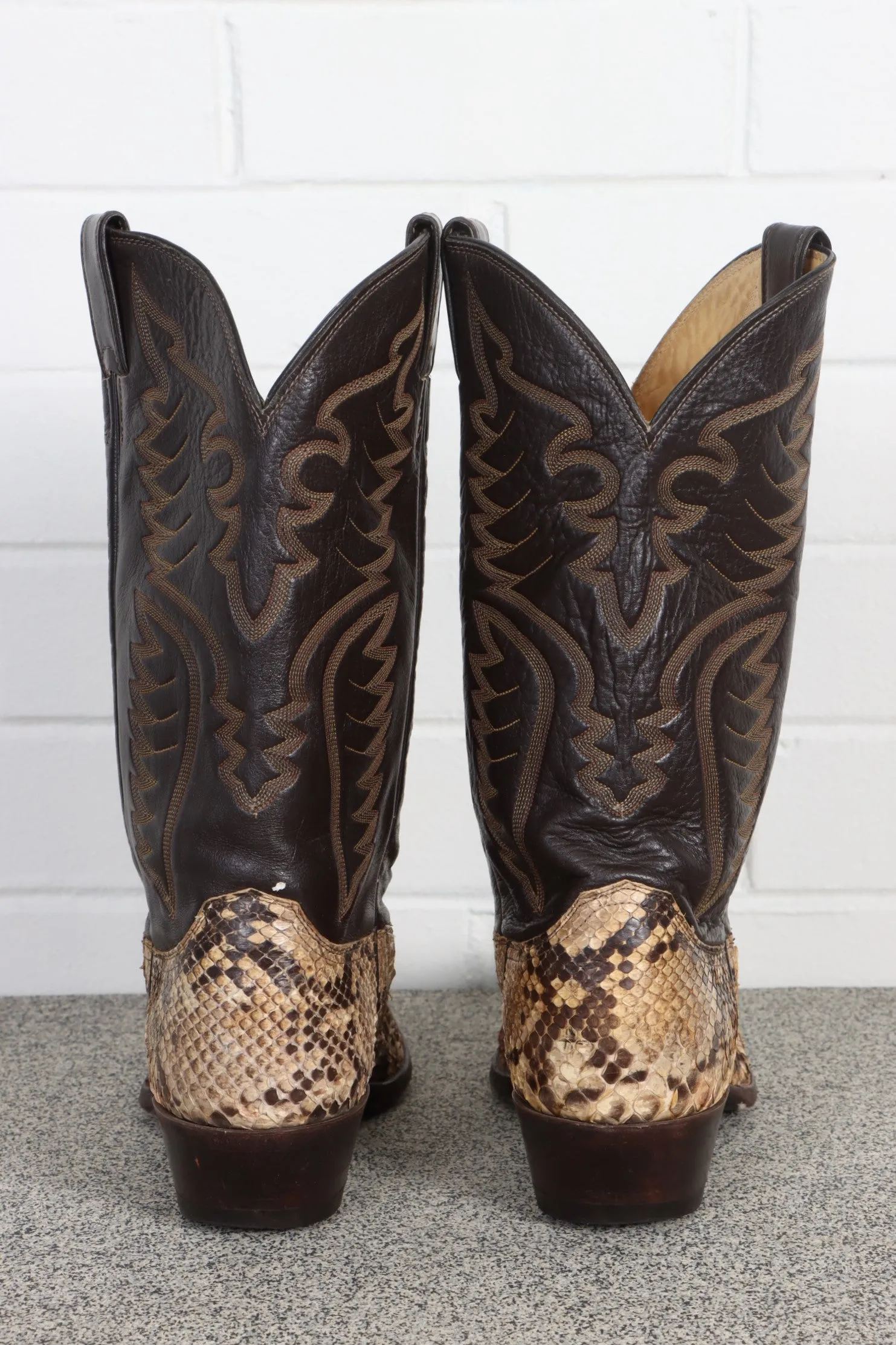 JUSTIN BOOTS Snakeskin Leather Cowboy Boots (13D)