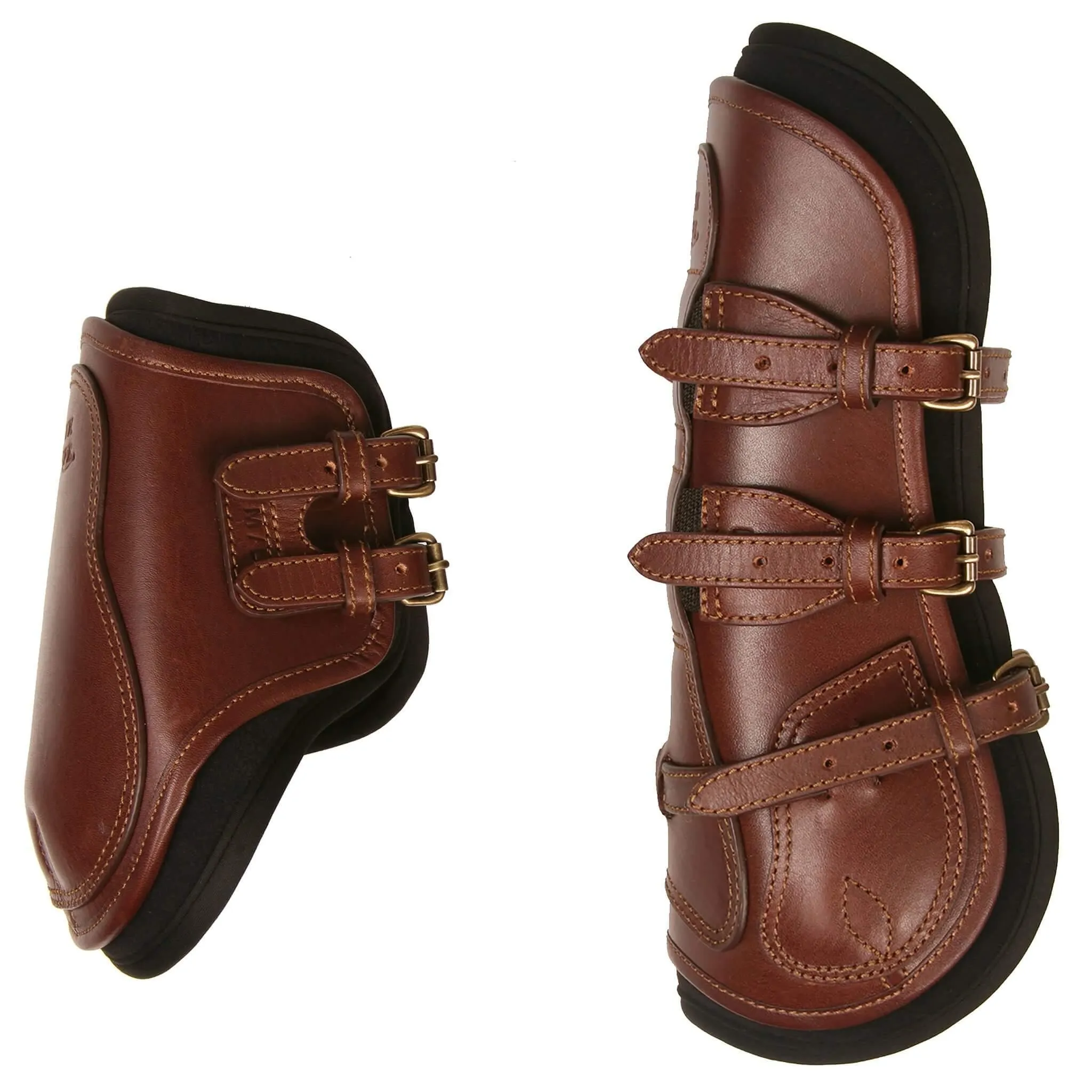 Leather Equitation Hind Boot with Impact Protective Removable Liners (Buckle Closures)