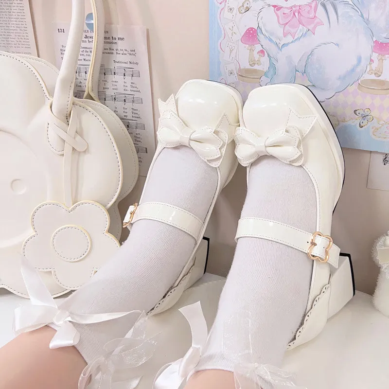 Lolita small leather shoes elegant shoes high heels bow