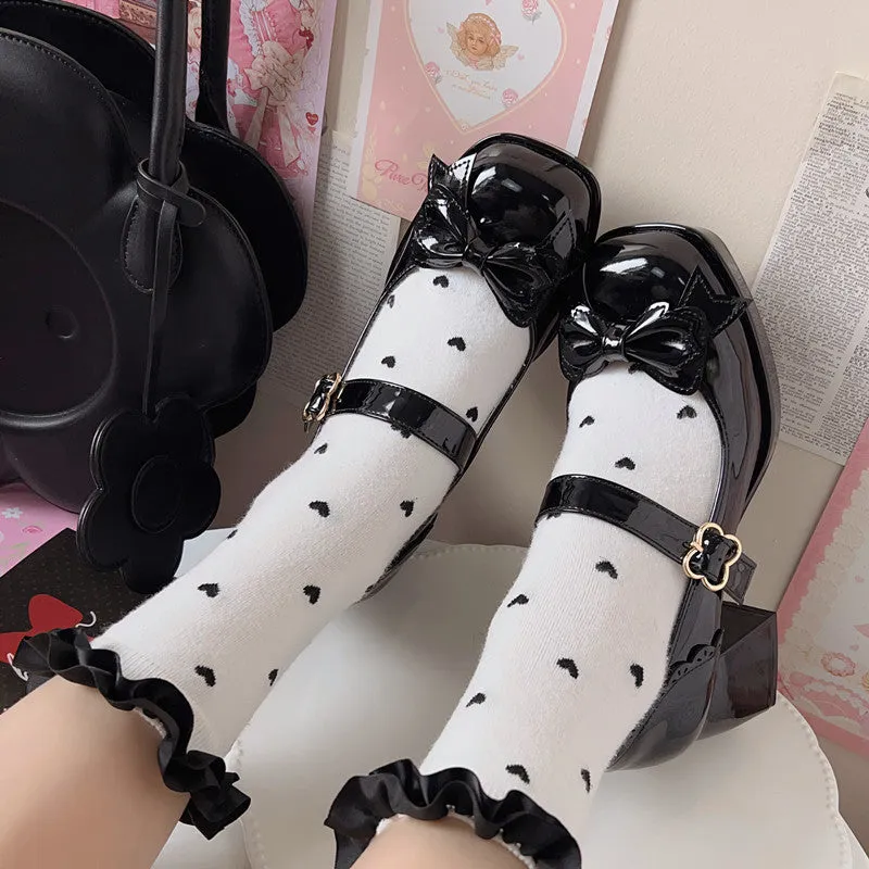 Lolita small leather shoes elegant shoes high heels bow