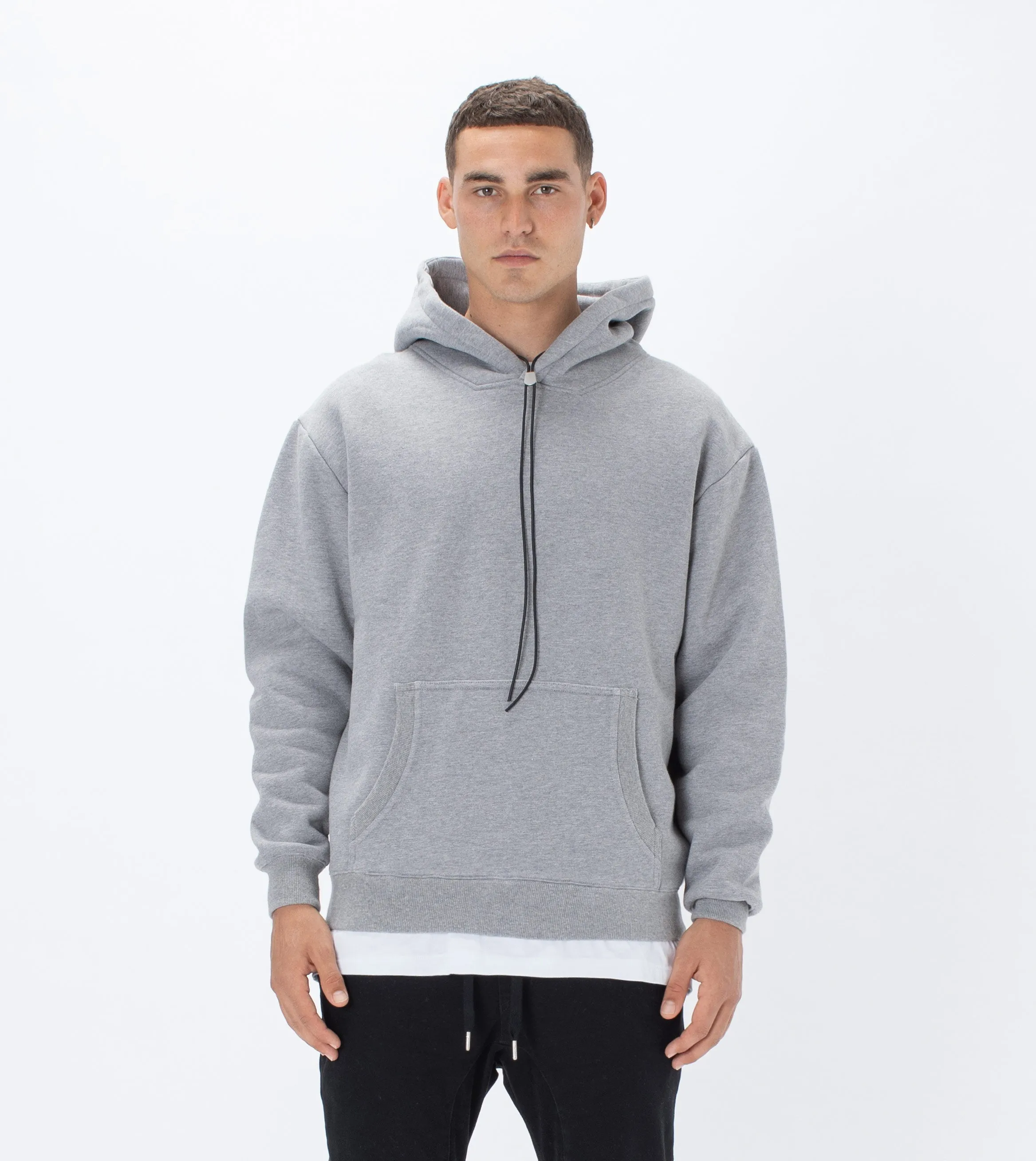 Lowgo Hood Sweat Dk Grey Marle