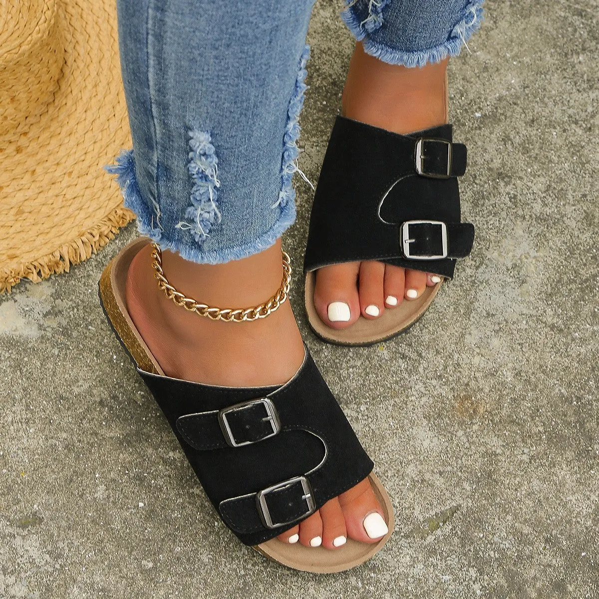 Metal Buckle Open Toe Sandals