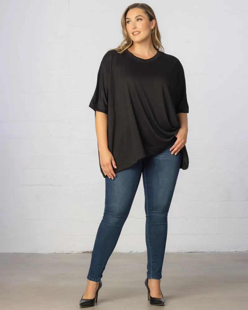 Mid-Length Sleeve Asymmetrical Cape Top