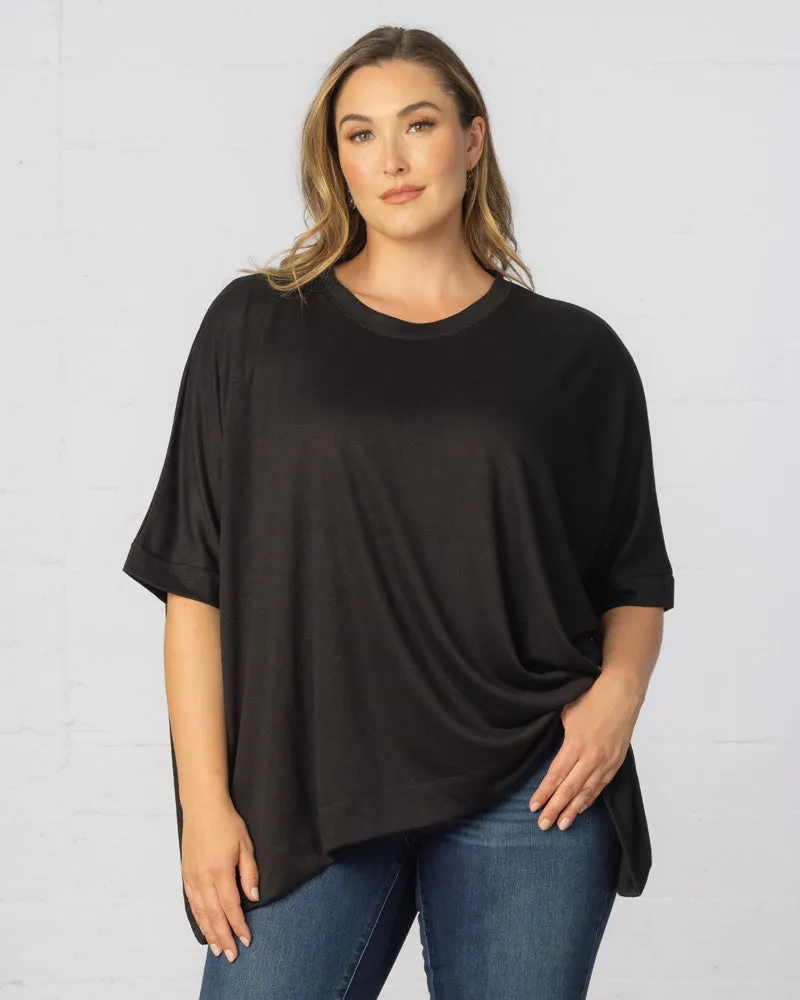 Mid-Length Sleeve Asymmetrical Cape Top