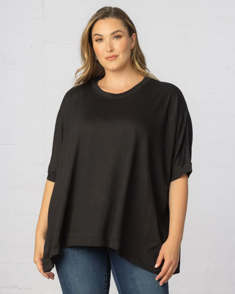 Mid-Length Sleeve Asymmetrical Cape Top