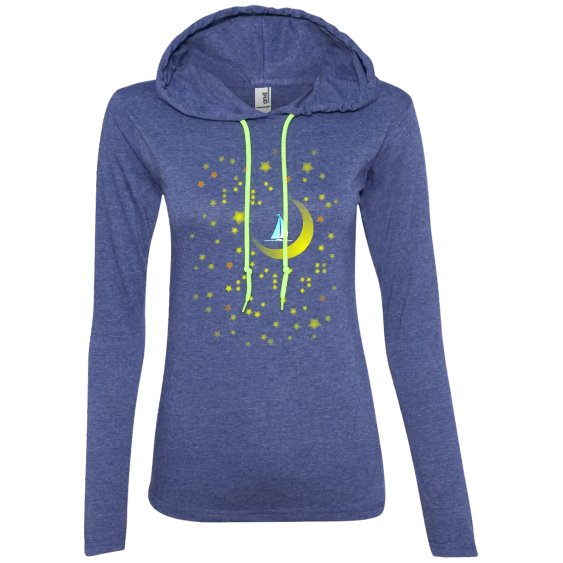 Moon Sailing on 887L Anvil Ladies' LS T-Shirt Hoodie