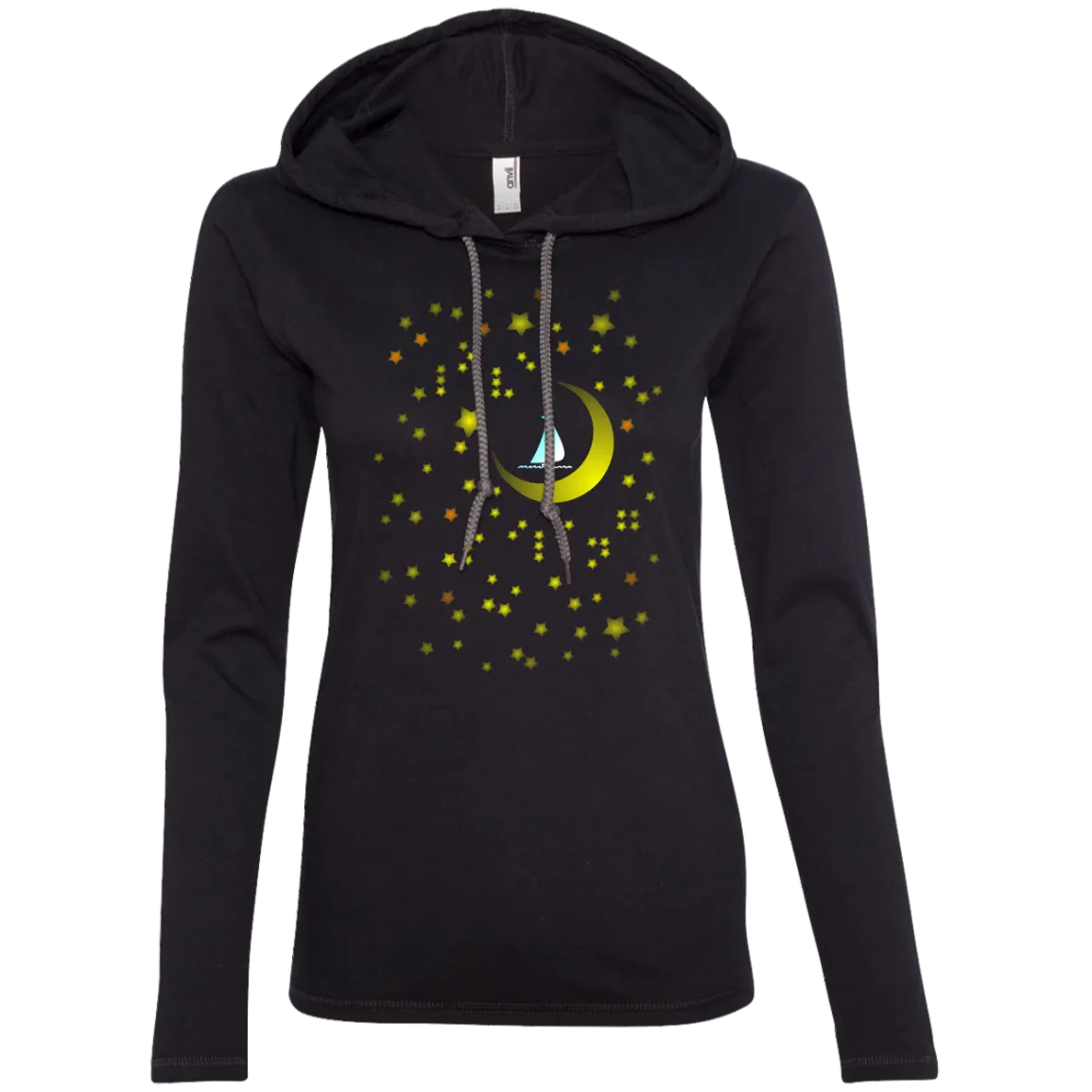 Moon Sailing on 887L Anvil Ladies' LS T-Shirt Hoodie