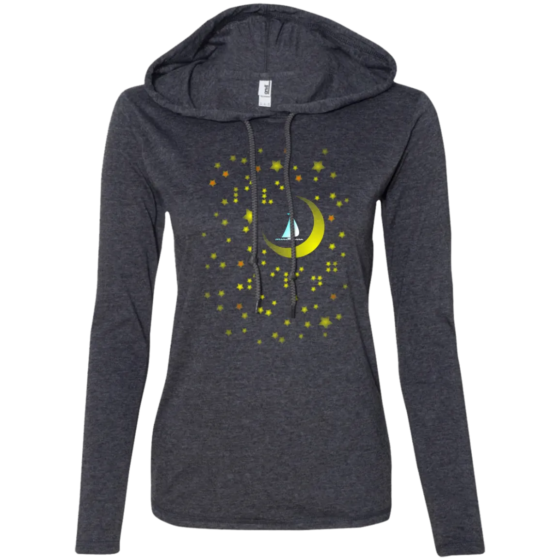 Moon Sailing on 887L Anvil Ladies' LS T-Shirt Hoodie