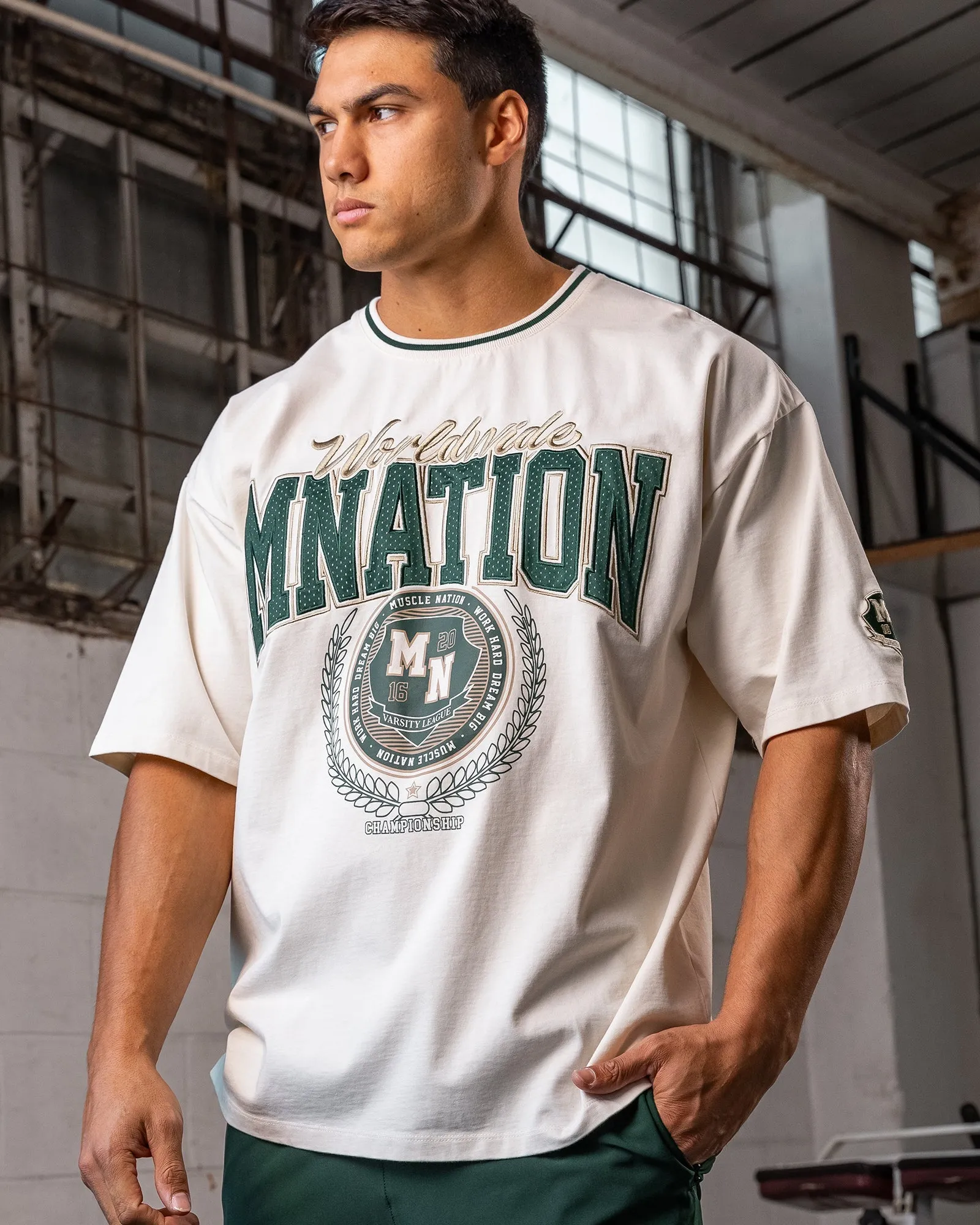 Muscle Nation | Free Play Oversized Tee - Travertine