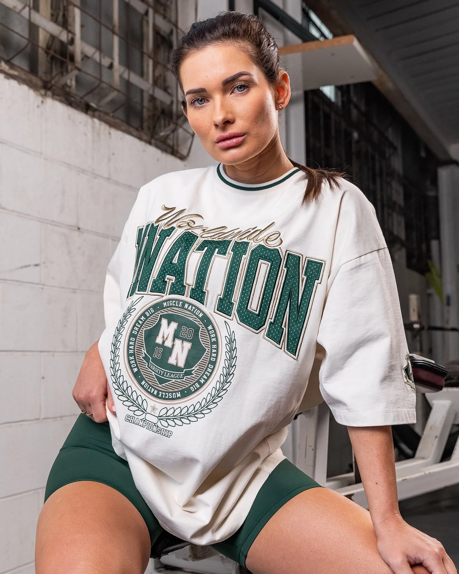 Muscle Nation | Free Play Oversized Tee - Travertine