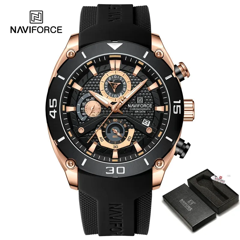 NAVIFORCE 8038  Waterproof Business Casual Date Quartz Chronograph Silicone Strap Men's Watch