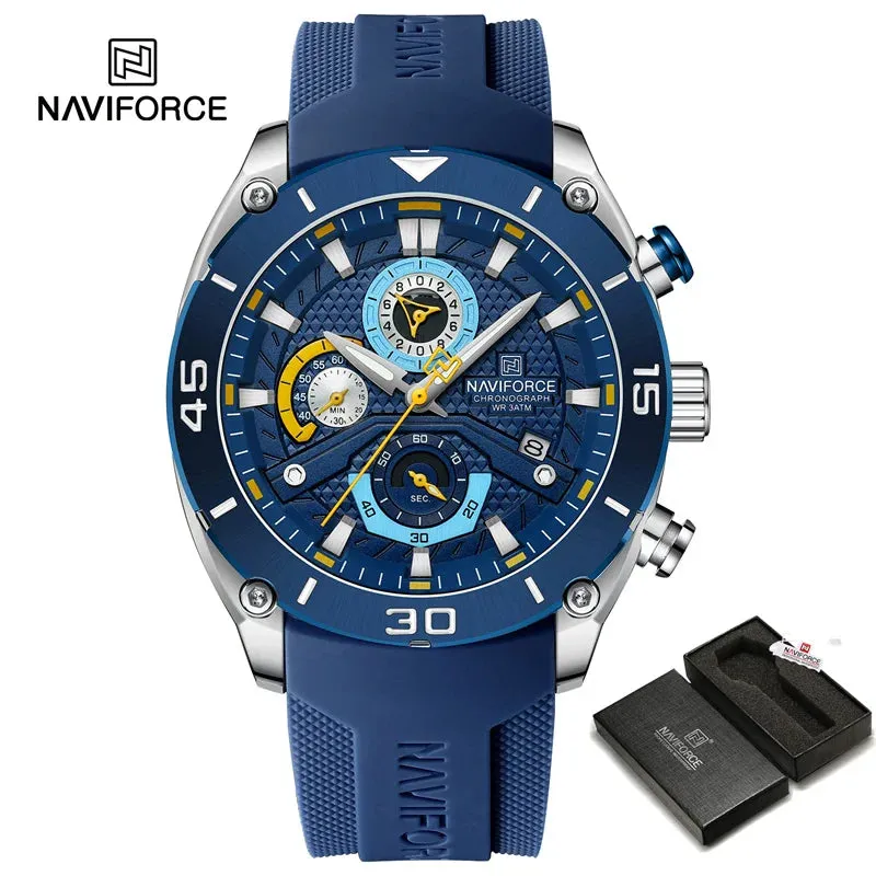 NAVIFORCE 8038  Waterproof Business Casual Date Quartz Chronograph Silicone Strap Men's Watch