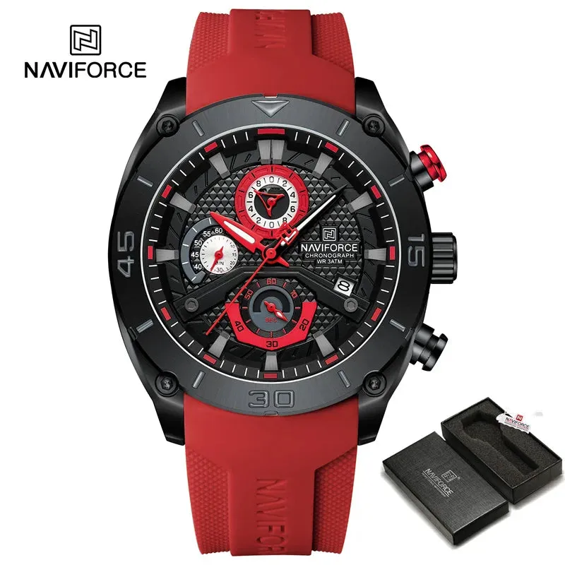 NAVIFORCE 8038  Waterproof Business Casual Date Quartz Chronograph Silicone Strap Men's Watch