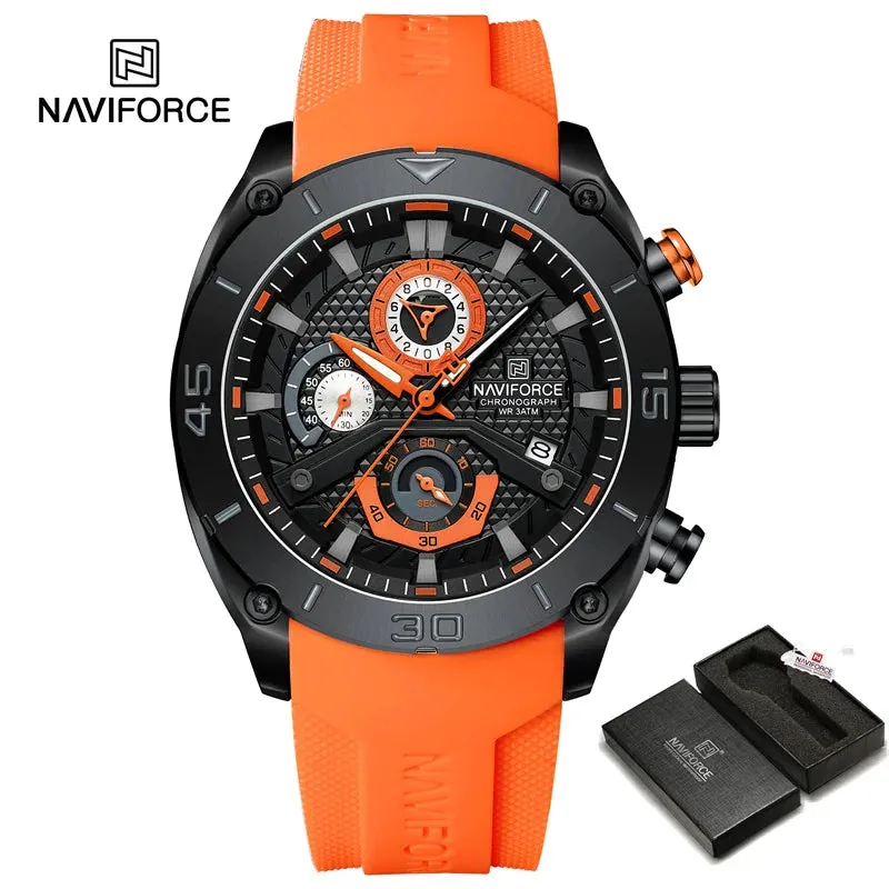 NAVIFORCE 8038  Waterproof Business Casual Date Quartz Chronograph Silicone Strap Men's Watch