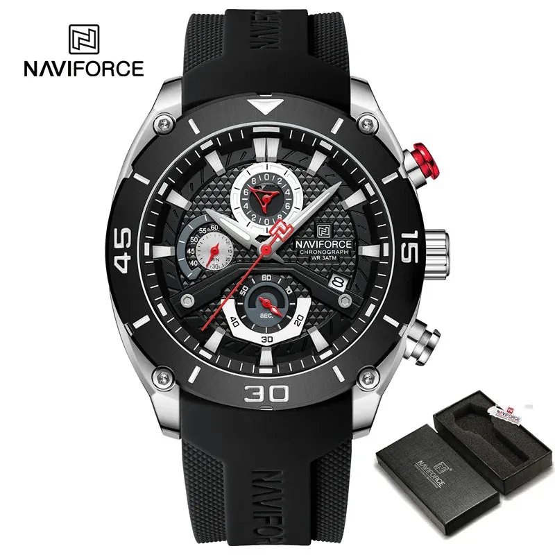 NAVIFORCE 8038  Waterproof Business Casual Date Quartz Chronograph Silicone Strap Men's Watch