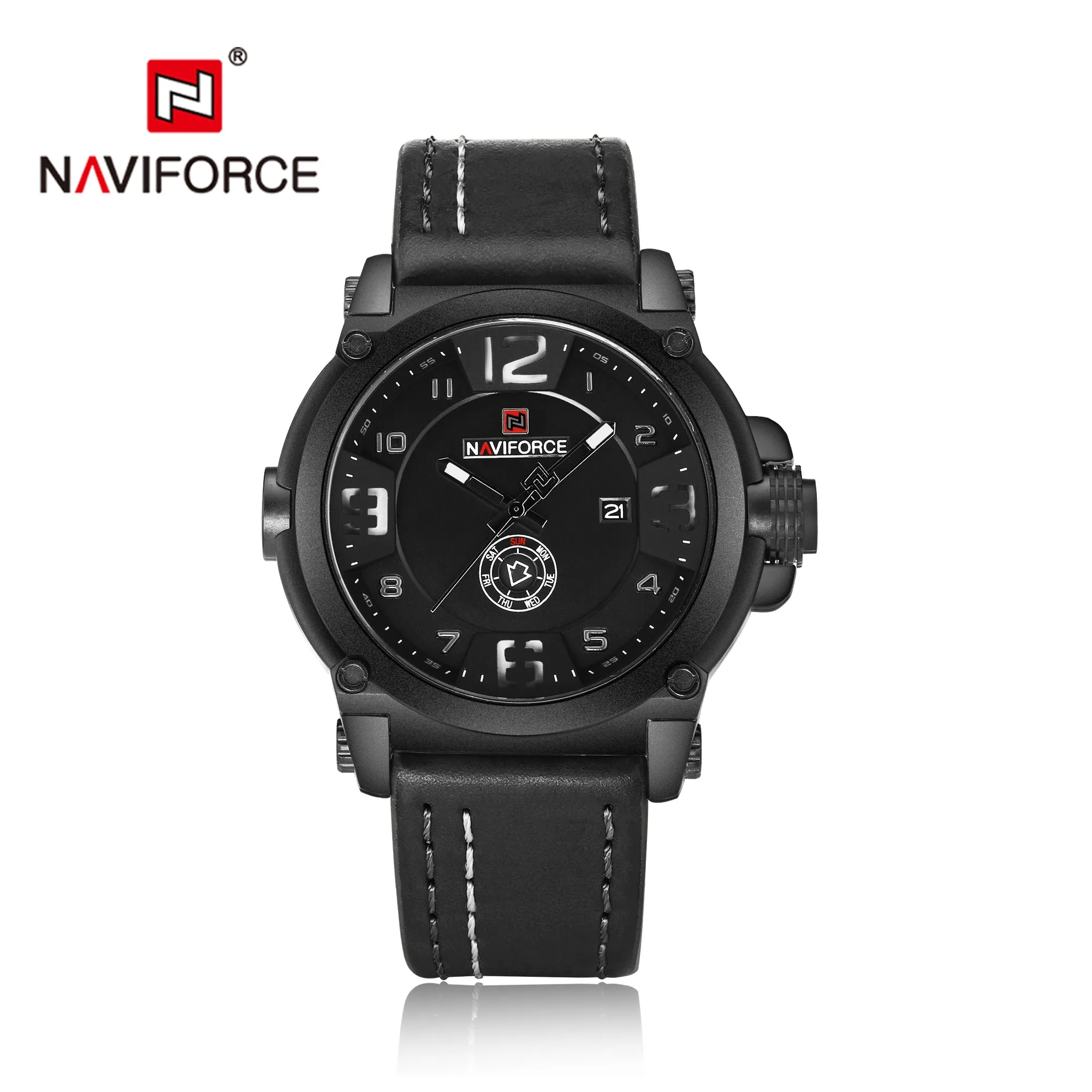 NAVIFORCE Top Luxury Mens Watches Sports Quartz Waterproof Wristwatch Date Display Leather Band Casual Classic Watch NF9099