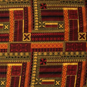 Polynesian Geometric Symmetrical design Fabric | Peachskin