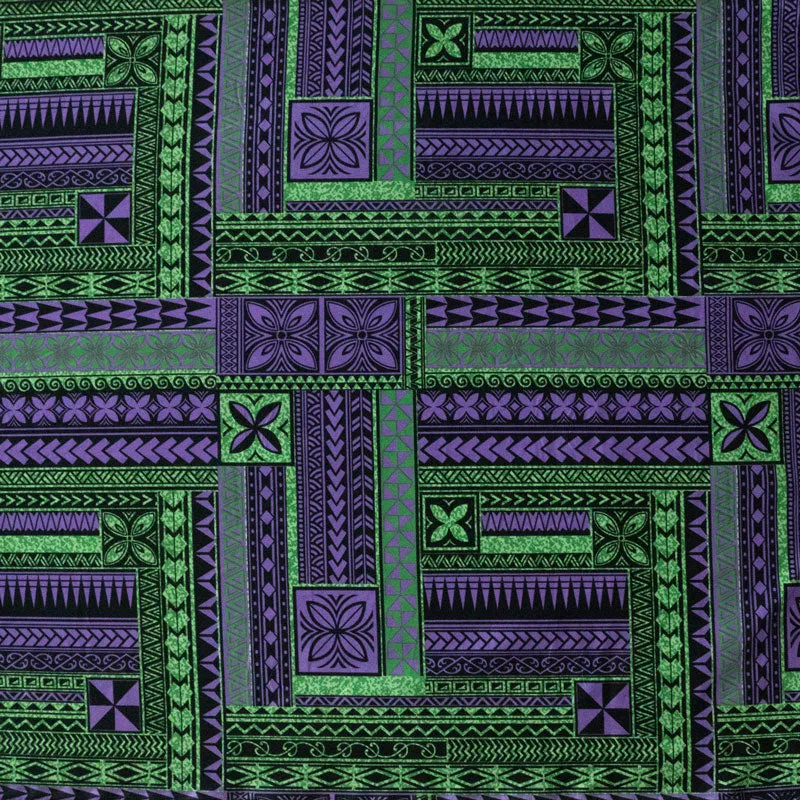 Polynesian Geometric Symmetrical design Fabric | Peachskin