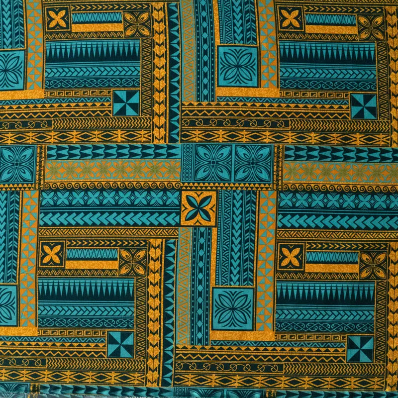 Polynesian Geometric Symmetrical design Fabric | Peachskin