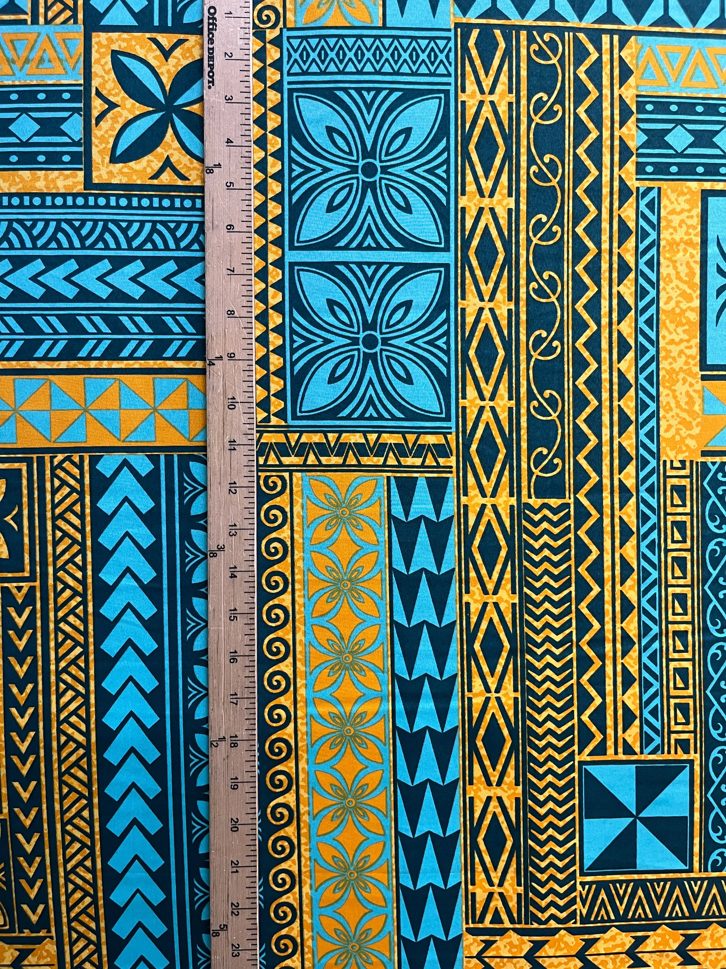 Polynesian Geometric Symmetrical design Fabric | Peachskin