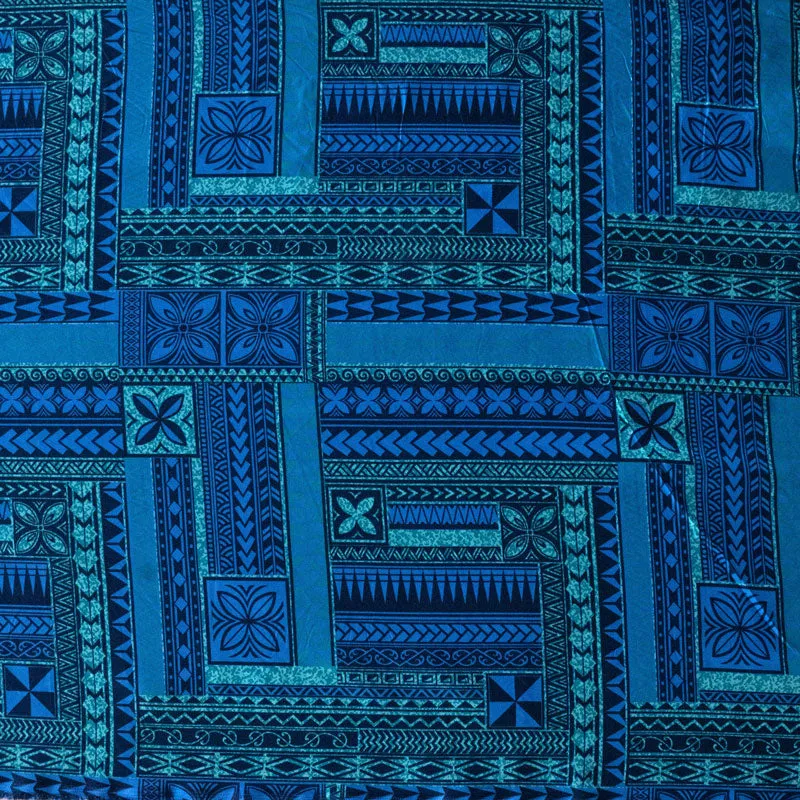 Polynesian Geometric Symmetrical design Fabric | Peachskin