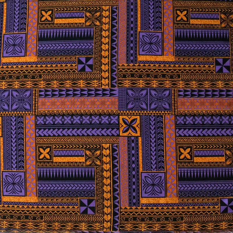 Polynesian Geometric Symmetrical design Fabric | Peachskin