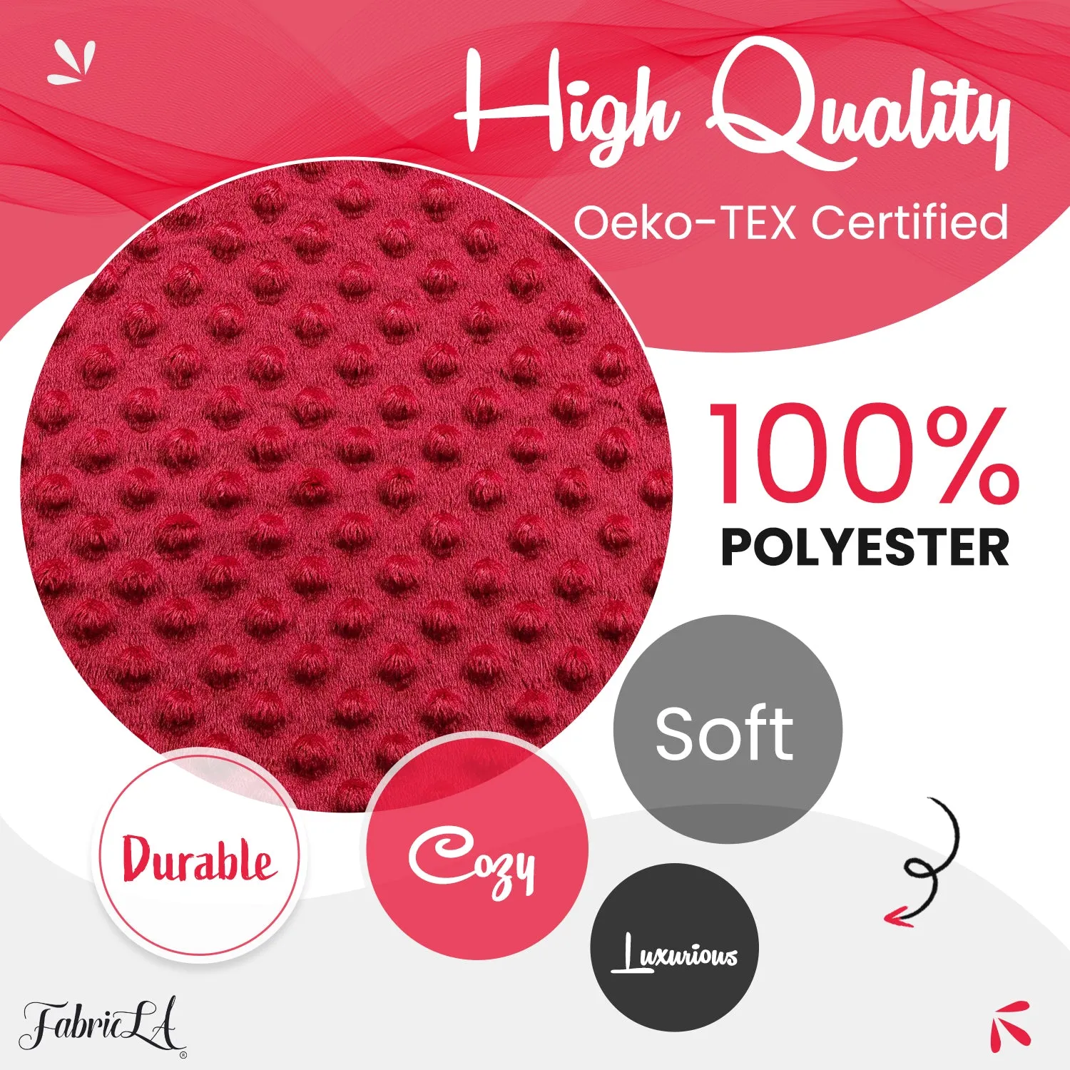 Red Minky Fabric by the Yard | Oeko-TEX Certified Plush | 60" Wide for Baby Blankets & More