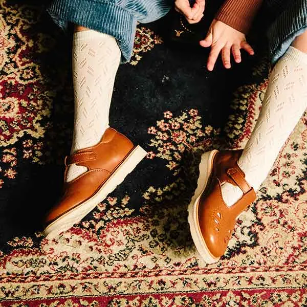 Rosie T-Bar Kids Shoe Chestnut Brown Leather