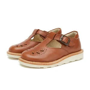 Rosie T-Bar Kids Shoe Chestnut Brown Leather