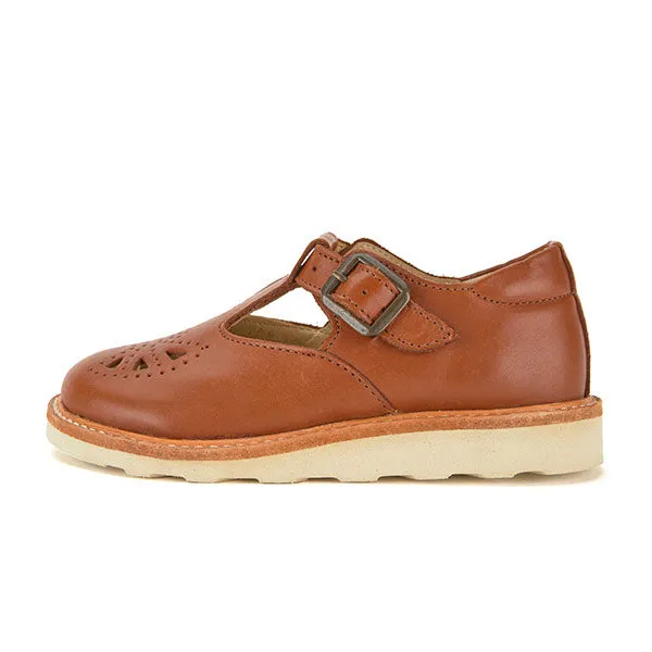 Rosie T-Bar Kids Shoe Chestnut Brown Leather