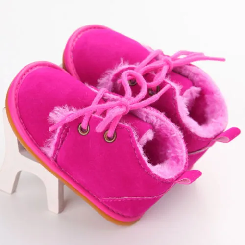 Soft Sneaker Boots Baby Boy Girl Warm Fur Crib Shoes, 0-18M