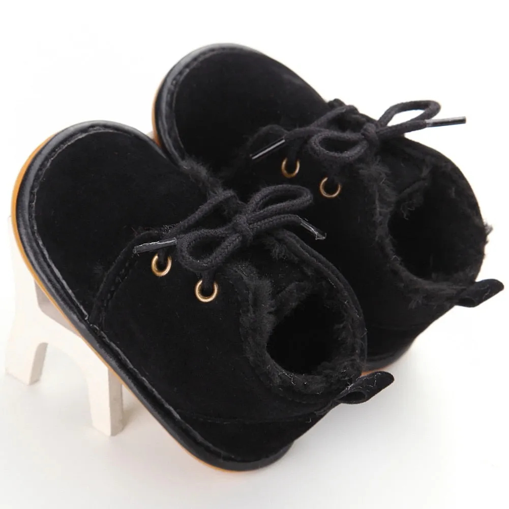 Soft Sneaker Boots Baby Boy Girl Warm Fur Crib Shoes, 0-18M