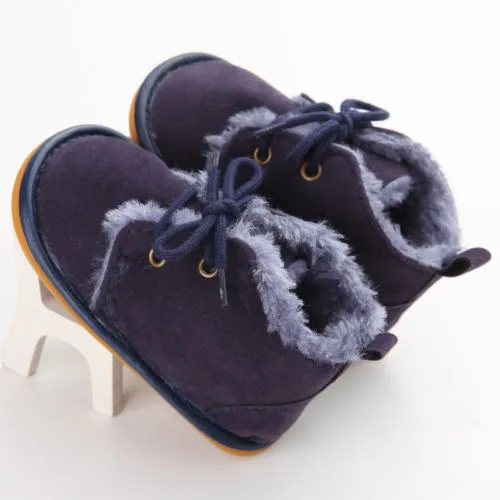 Soft Sneaker Boots Baby Boy Girl Warm Fur Crib Shoes, 0-18M