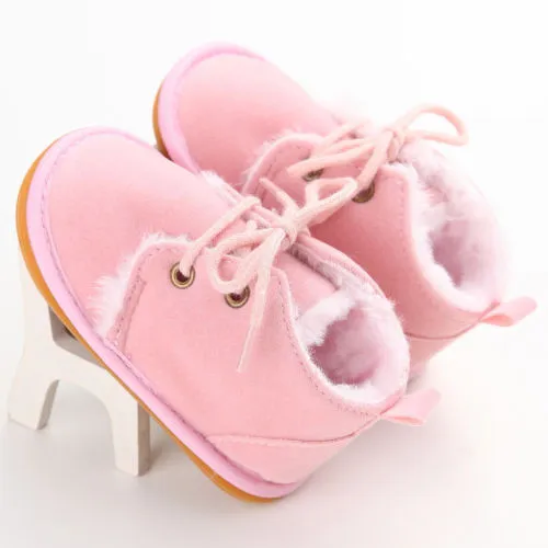 Soft Sneaker Boots Baby Boy Girl Warm Fur Crib Shoes, 0-18M