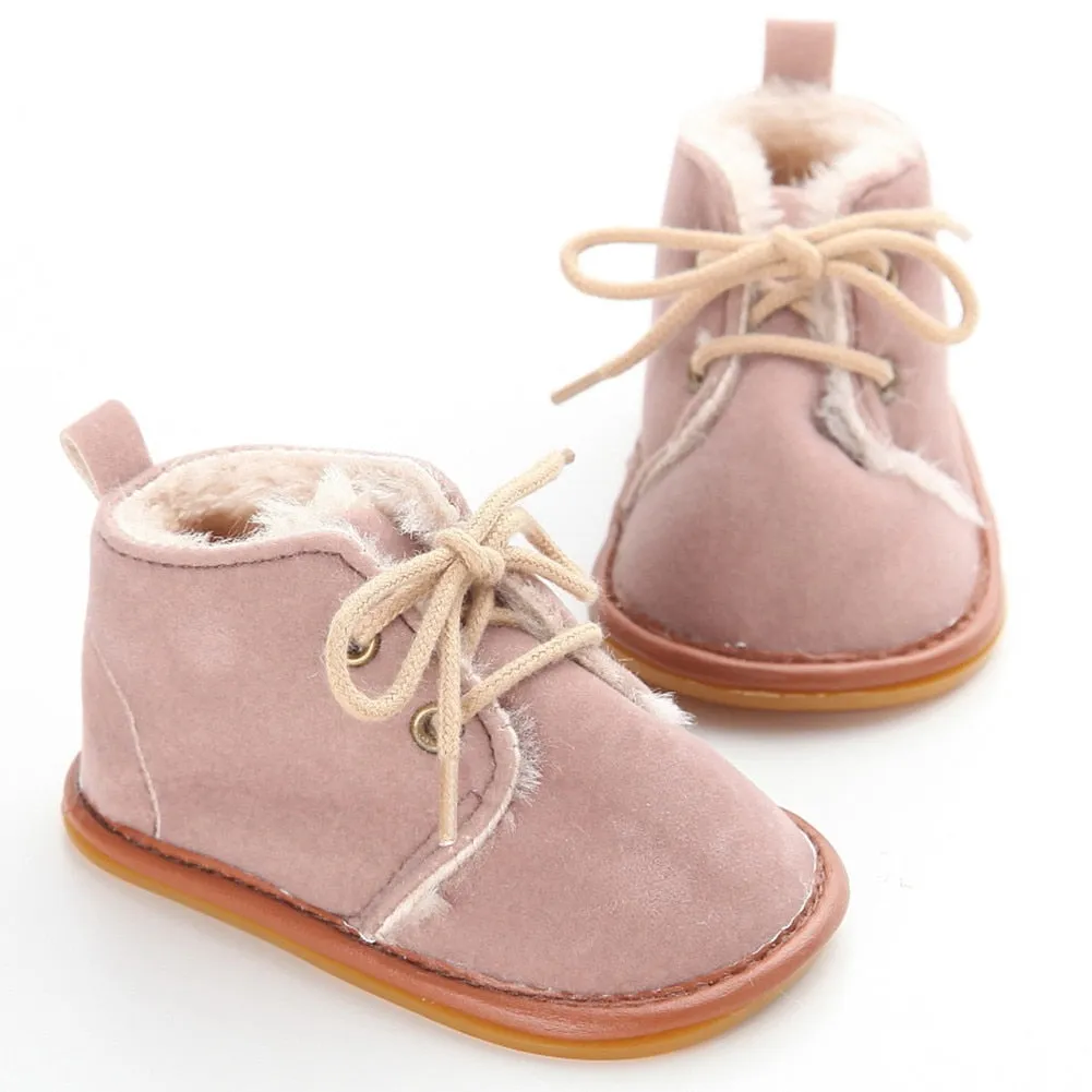 Soft Sneaker Boots Baby Boy Girl Warm Fur Crib Shoes, 0-18M